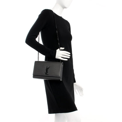 Saint Laurent Grain De Poudre Medium Classic Monogram Kate Satchel Coal 2 of 10