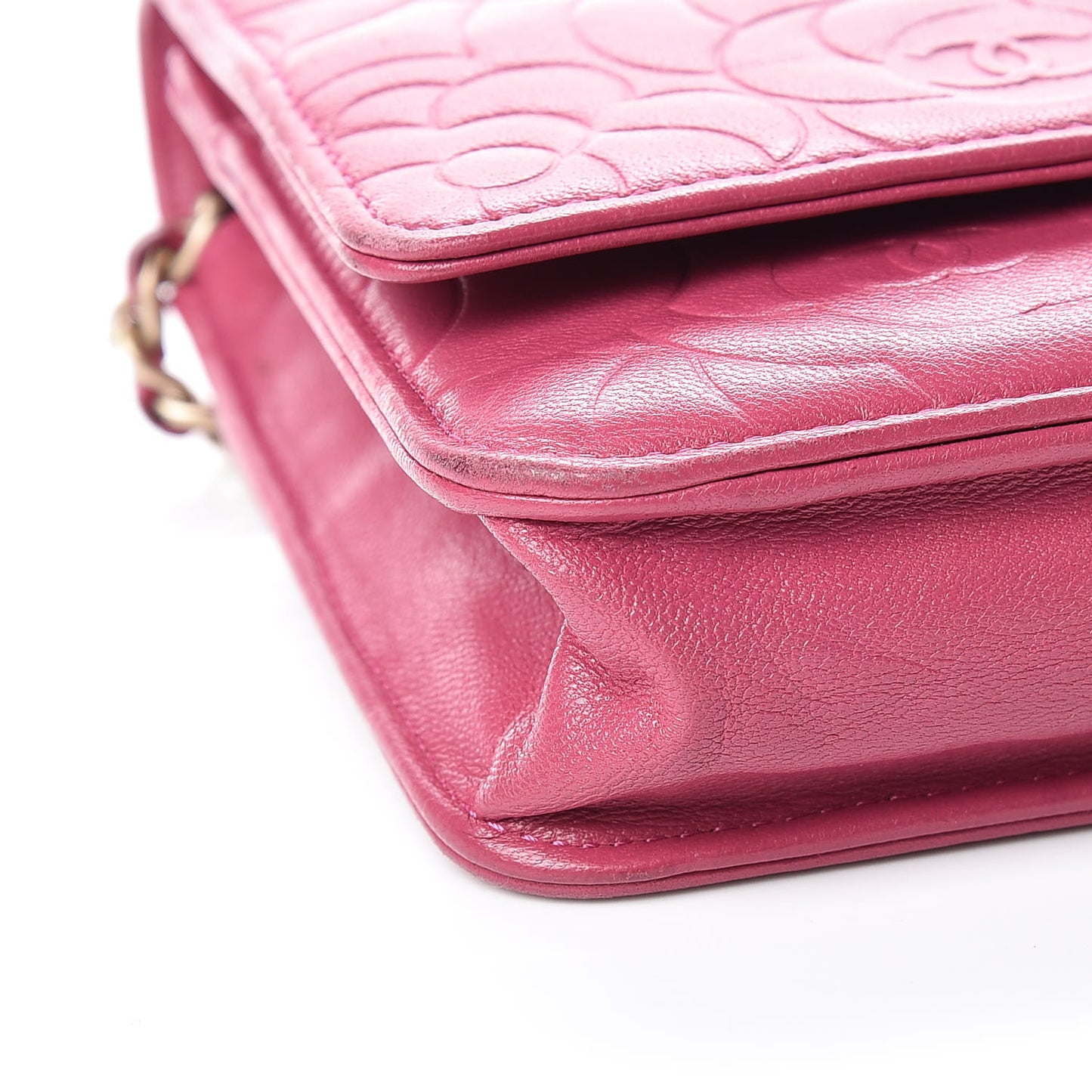 Caviar Camellia Embossed Wallet On Chain WOC Fuchsia