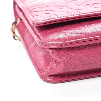 Chanel Caviar Camellia Embossed Wallet On Chain WOC Fuchsia 10 of 22