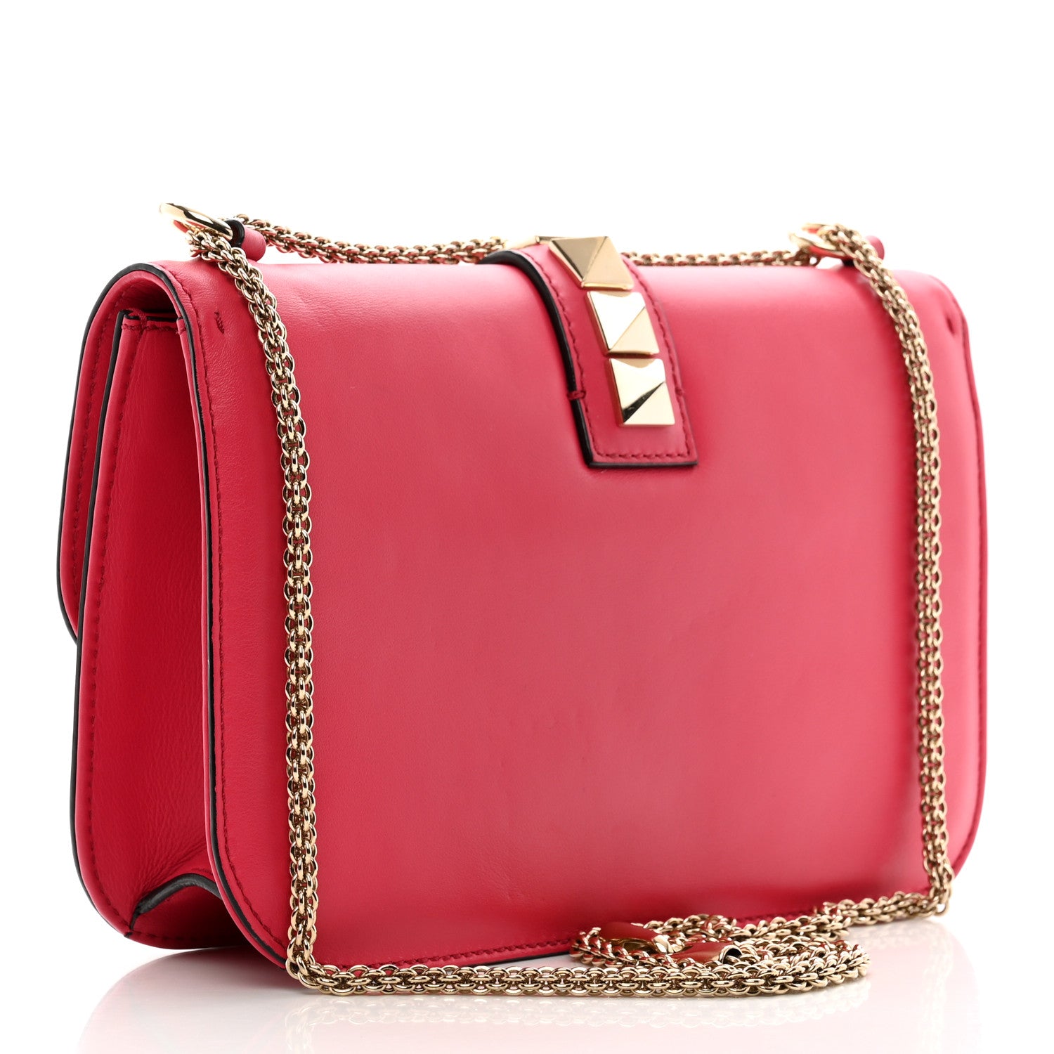 Valentino Garavani Vitello Medium Glam Lock Rockstud Flap Deep Rose 3 of 10