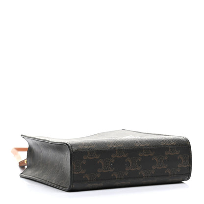 Celine Triomphe Canvas Calfskin Mini Vertical Cabas Tan 4 of 11