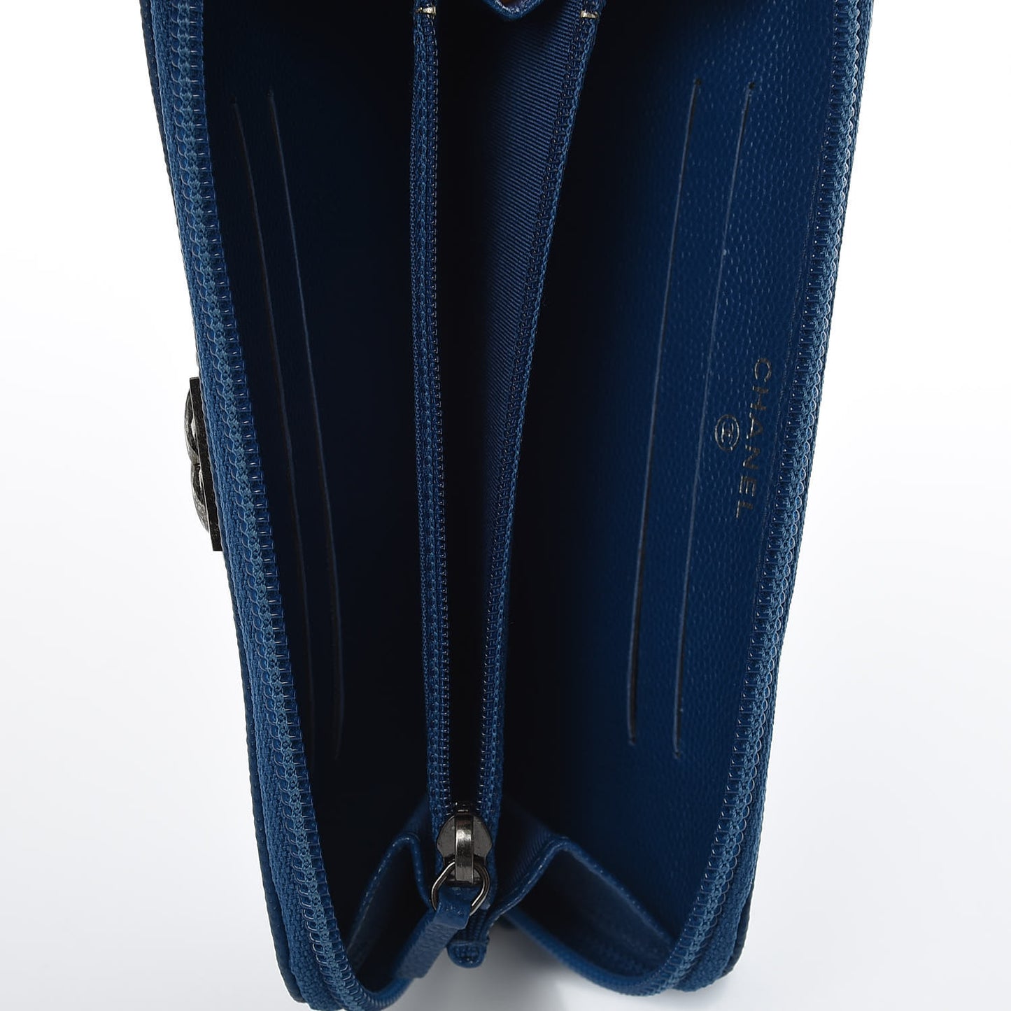 Caviar Quilted Boy Small Zip Around Wallet Blue