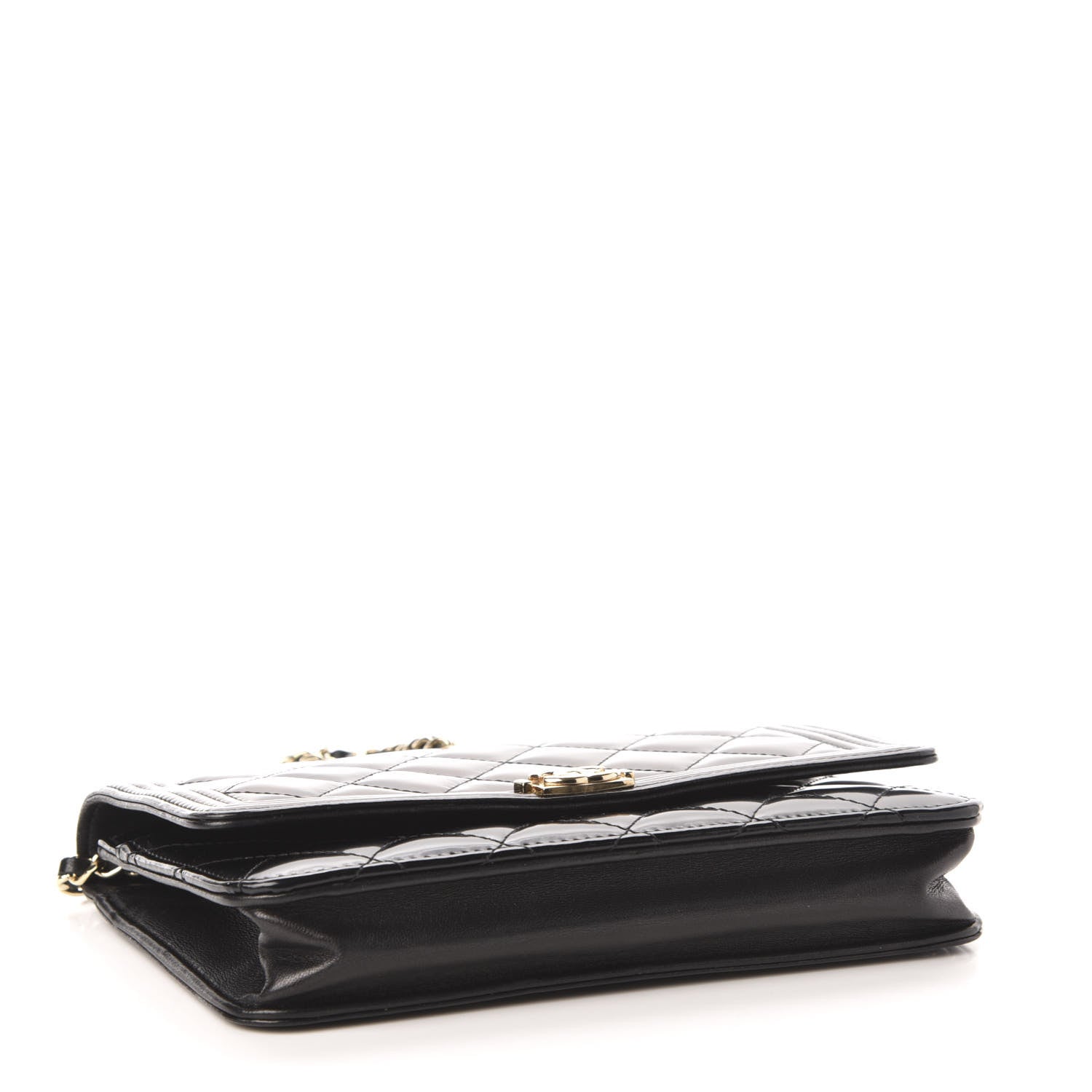 Chanel Glazed Calfskin Quilted Boy Wallet On Chain WOC Black 4 of 13