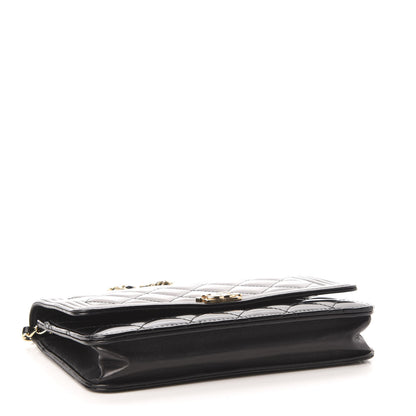 Chanel Glazed Calfskin Quilted Boy Wallet On Chain WOC Black 4 of 13