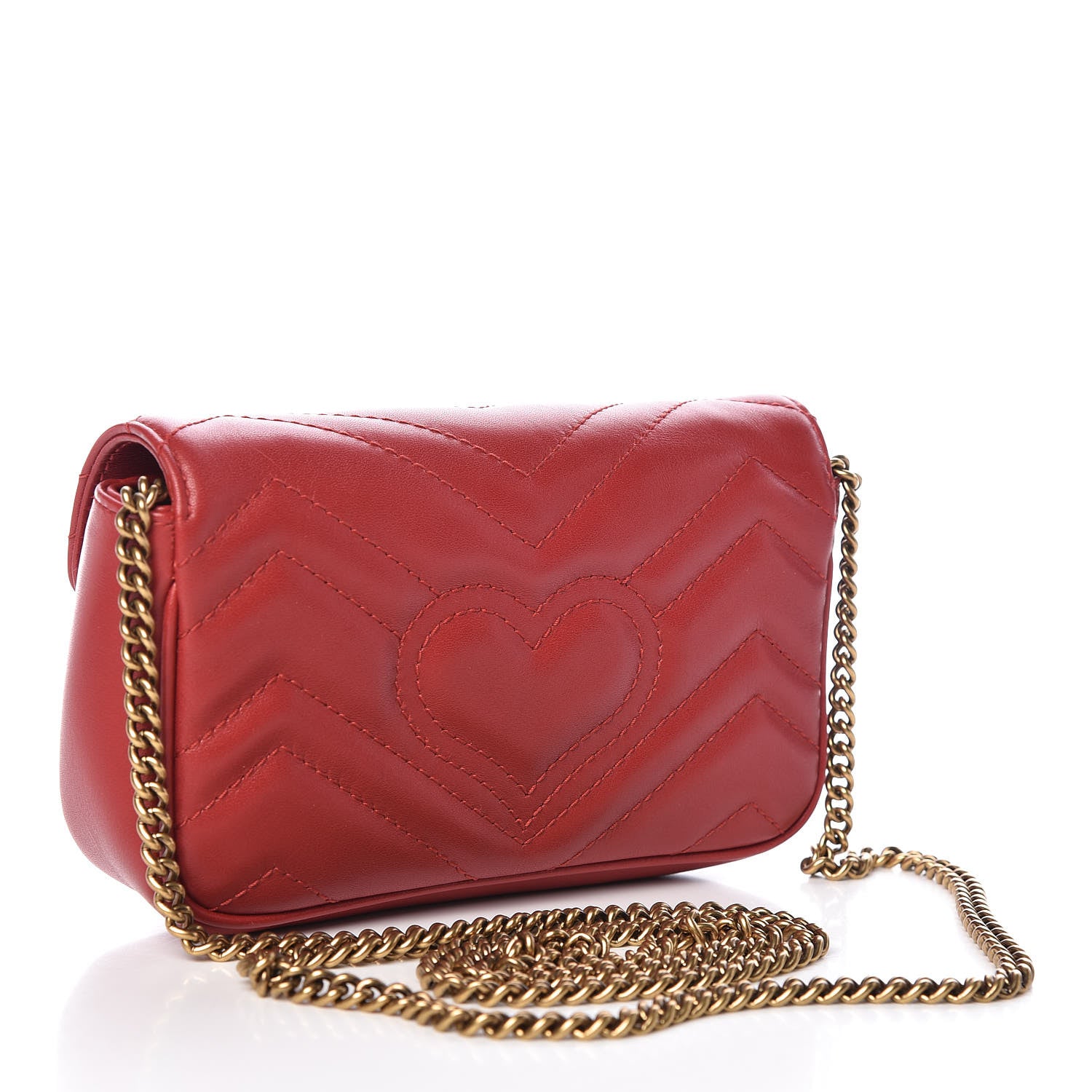 Gucci Calfskin Matelasse Super Mini GG Marmont Shoulder Bag Hibiscus Red 3 of 11