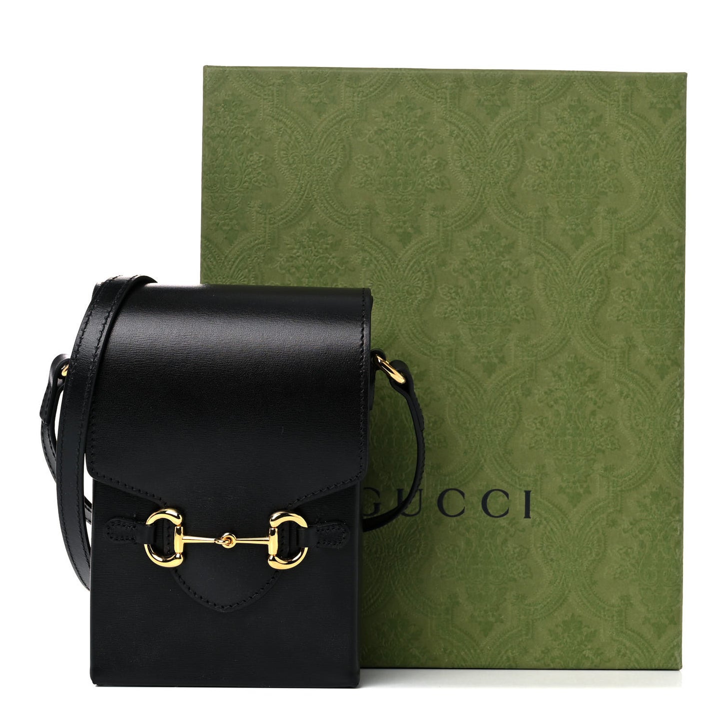 Boarded Plutone Calfskin Mini Horsebit 1955 Crossbody Bag Black