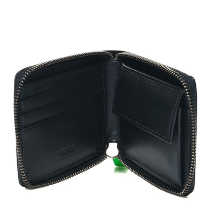 Versace Calfskin Rubber Medusa Biggie Bifold Compact Zip Around Wallet Lime 5 of 9