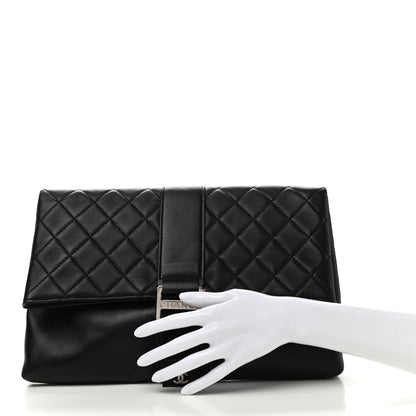 Chanel Lambskin Quilted Grip Clutch Black 2 of 8