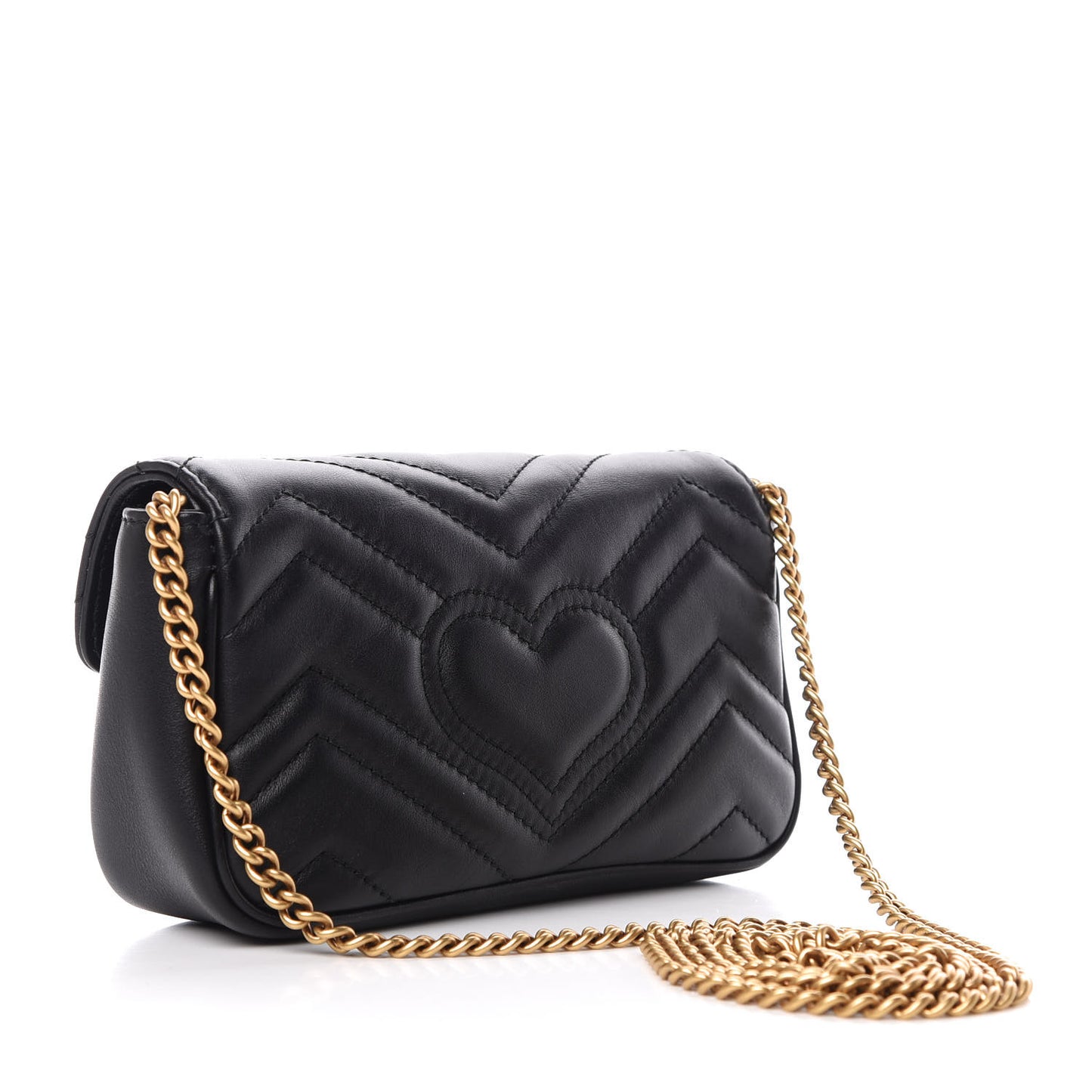 Calfskin Matelasse Super Mini GG Marmont Shoulder Bag Black