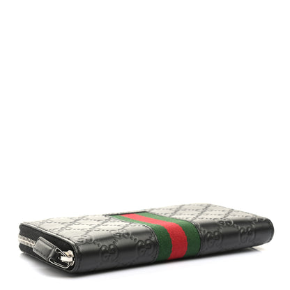Gucci Guccissima Web Zip Around Wallet Black 4 of 8