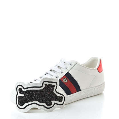 Gucci Calfskin Ayers Web Panther Embroidered Womens Ace Sneakers 36 White 9 of 10