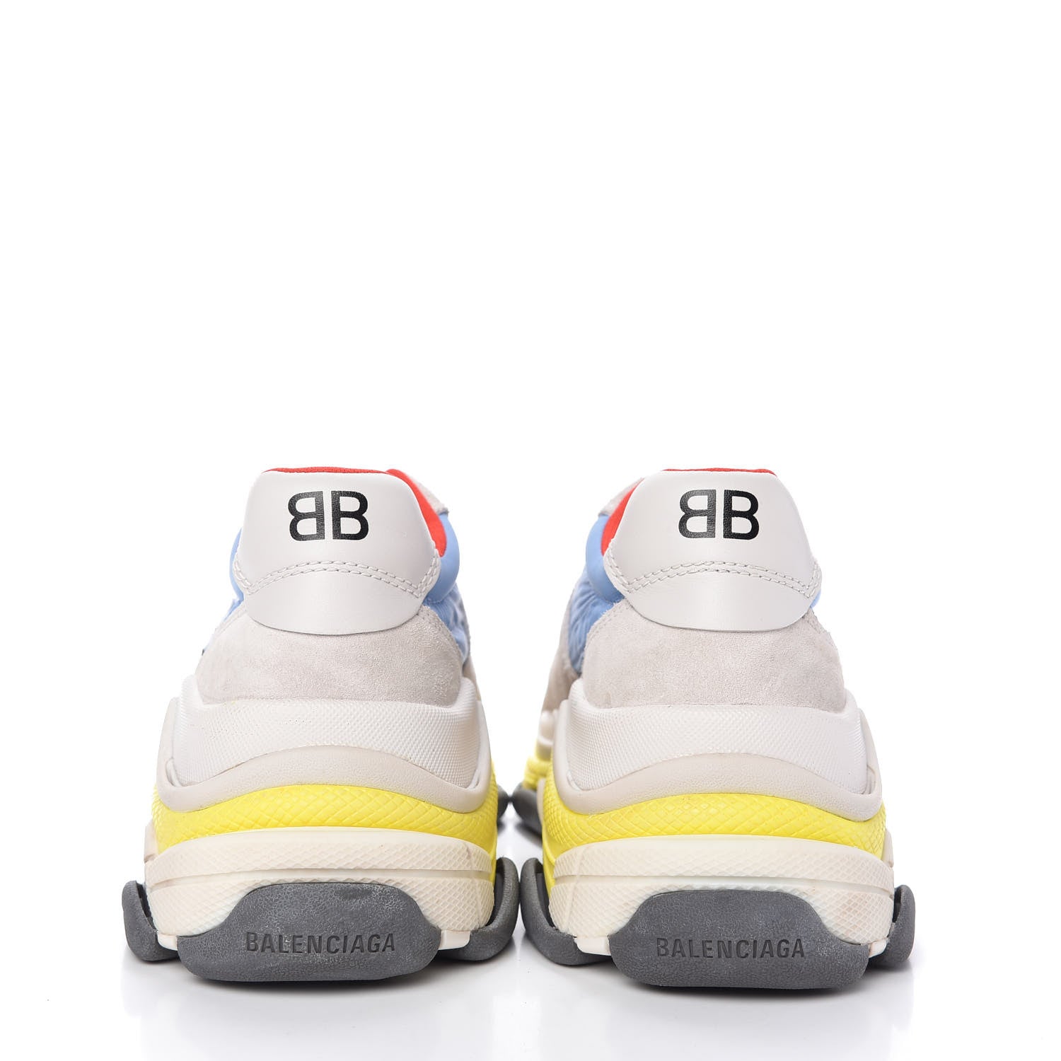 Balenciaga Nylon Suede Womens Triple S 2.0 Sneakers 41 Gris Bleu Rouge 6 of 9