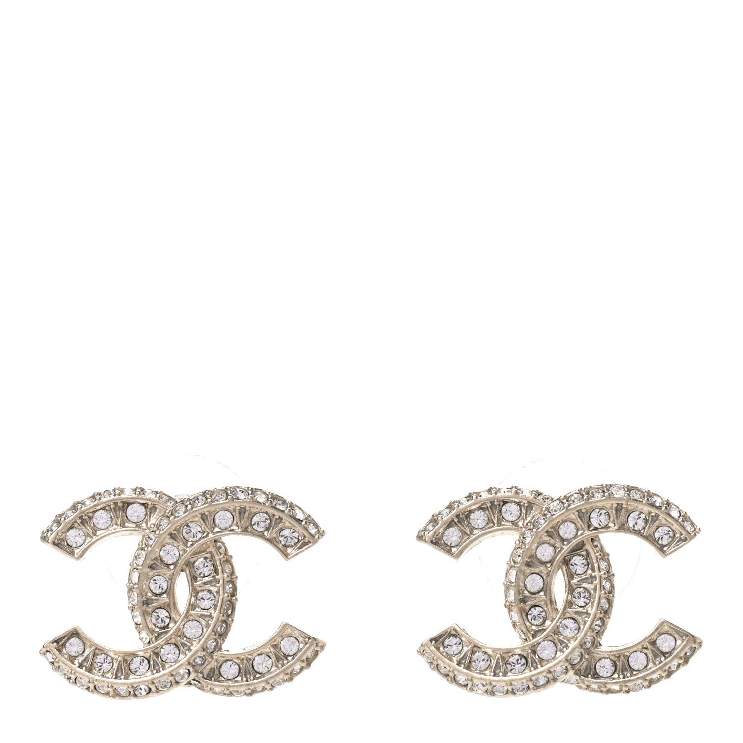Chanel Crystal Timeless CC Earrings Light Gold 1 of 4