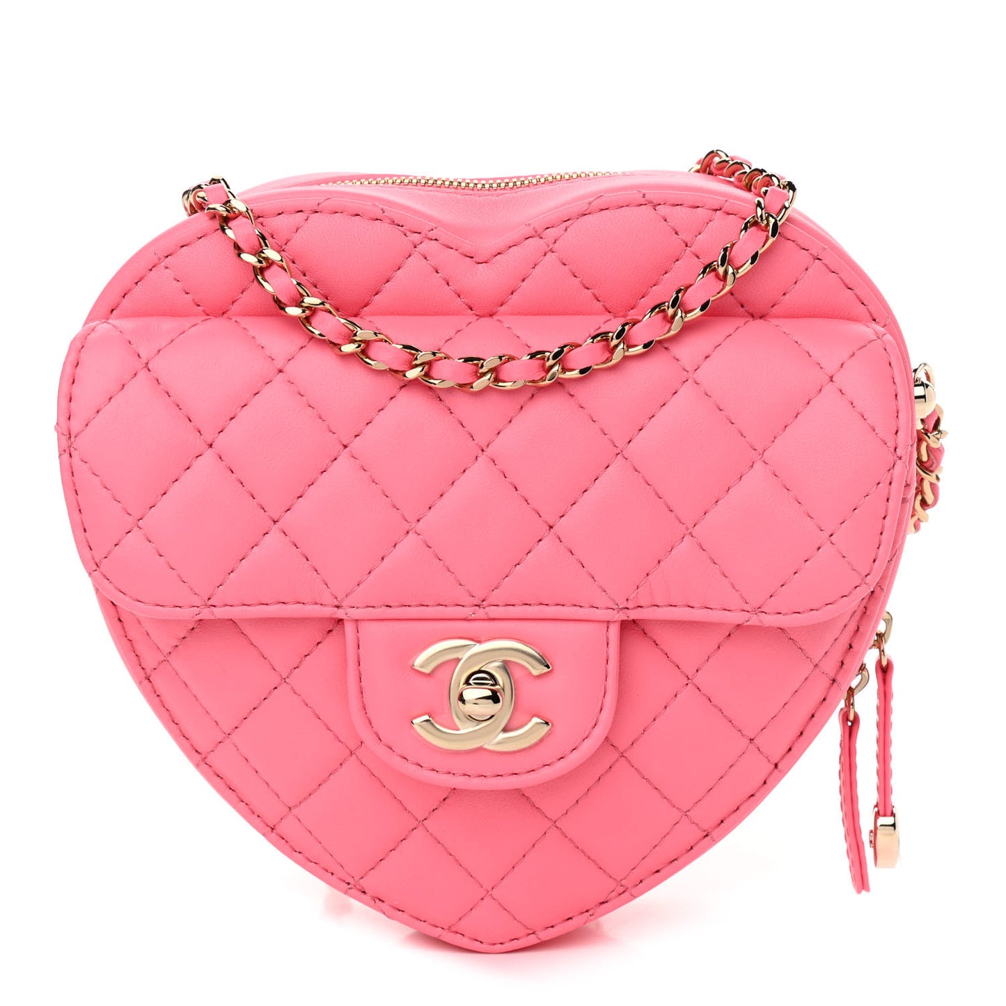 Lambskin Quilted CC In Love Heart Bag Pink