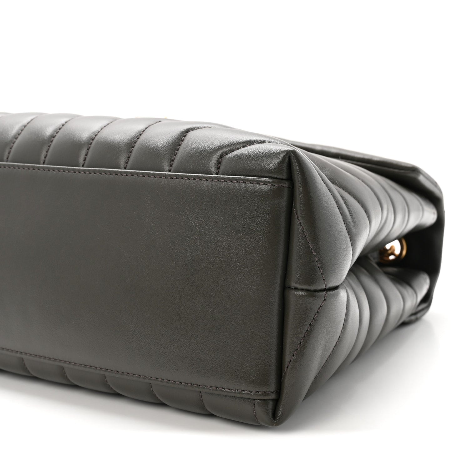 Calfskin Y Quilted Monogram Medium Loulou Chain Satchel Military Olive
