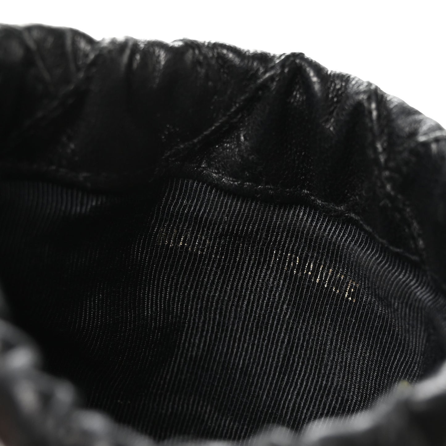 Calfskin Quilted Drawstring Pouch Black