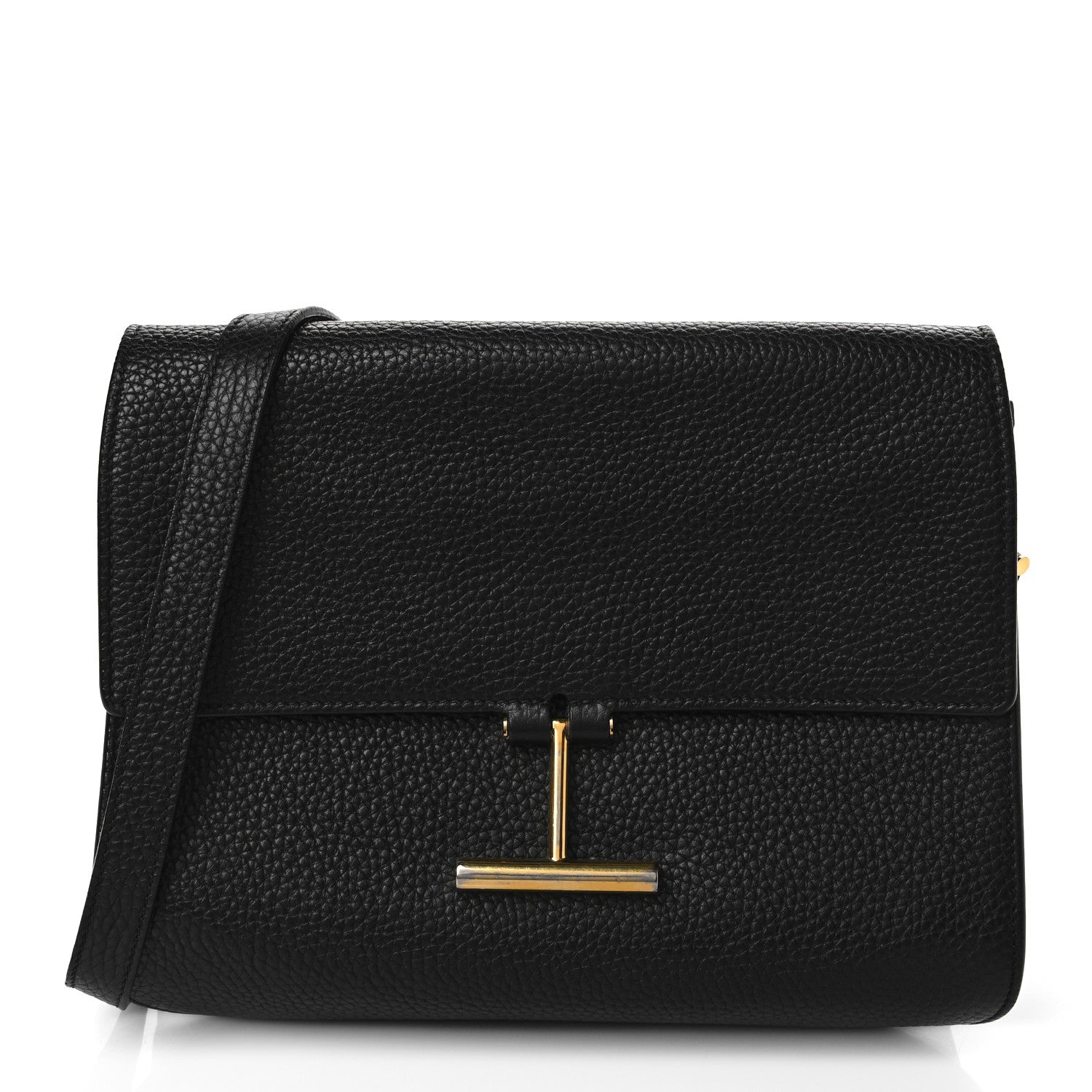 Tom Ford Grained Calfskin Mini T Clasp Tara Crossbody Bag Black 1 of 8