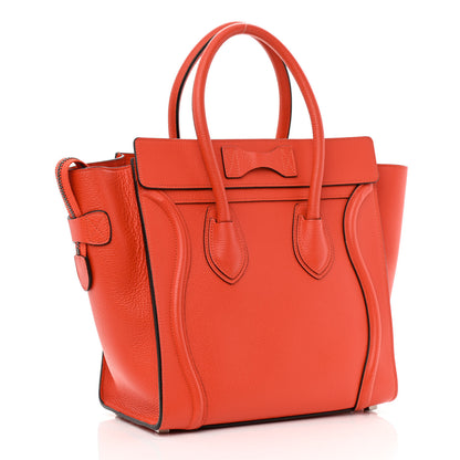 Celine Drummed Calfskin Micro Luggage Vermillion 3 of 11