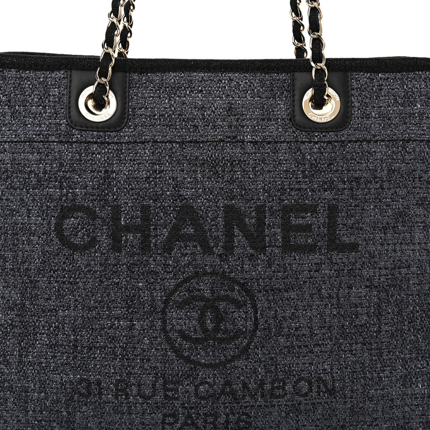 Lurex Boucle Small Deauville Tote Black