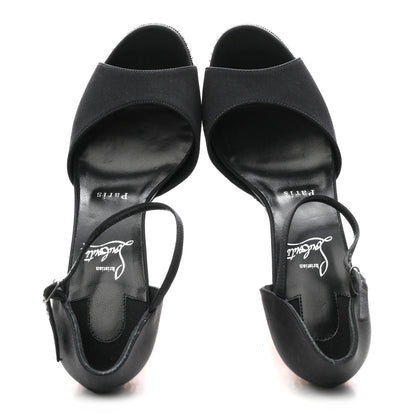 Christian Louboutin Satin Strass Sandaloo Aftersun 130 Sandals 38 Black Multicolor 2 of 9