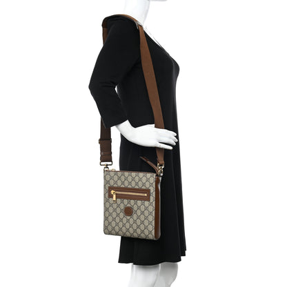 Gucci GG Supreme Monogram Azalea Calfskin Retro Interlocking G Flat Messenger Bag Beige Ebony Brown Sugar 2 of 9