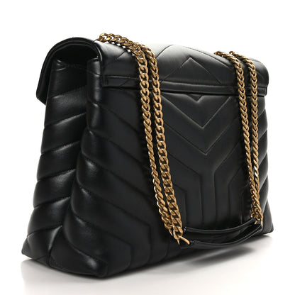 Saint Laurent Calfskin Y Quilted Monogram Medium Loulou Chain Satchel Black 3 of 9