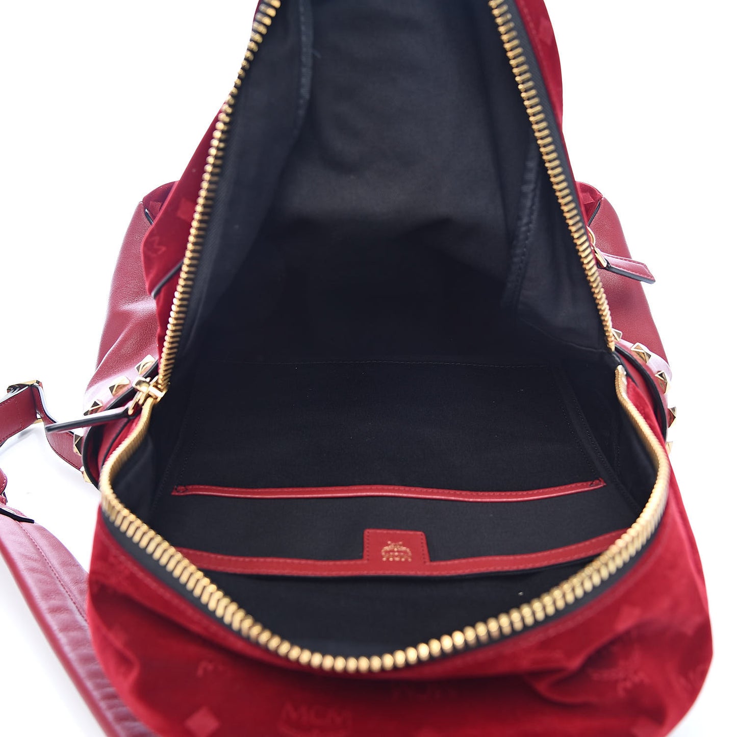 Velvet Monogram Medium Stark Insignia Backpack Ruby Red