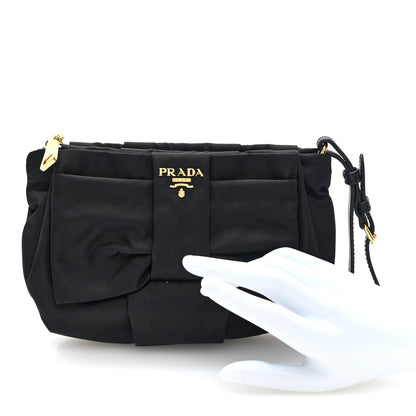 Prada Tessuto Nylon Bow Wristlet Black 2 of 7