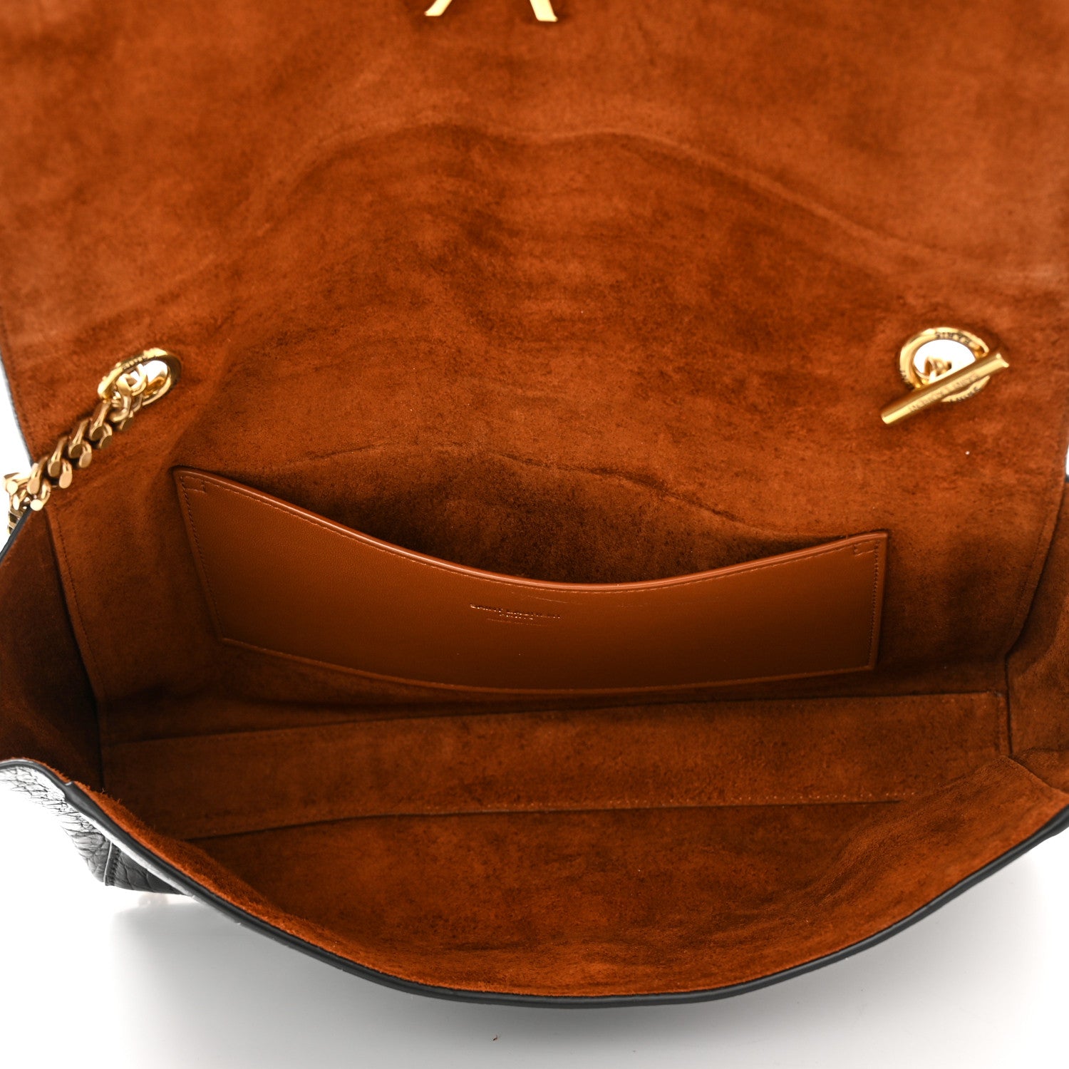 Saint Laurent Calfskin Crocodile Embossed Suede Medium Reversible Monogram Kate Satchel Military Taupe 5 of 10