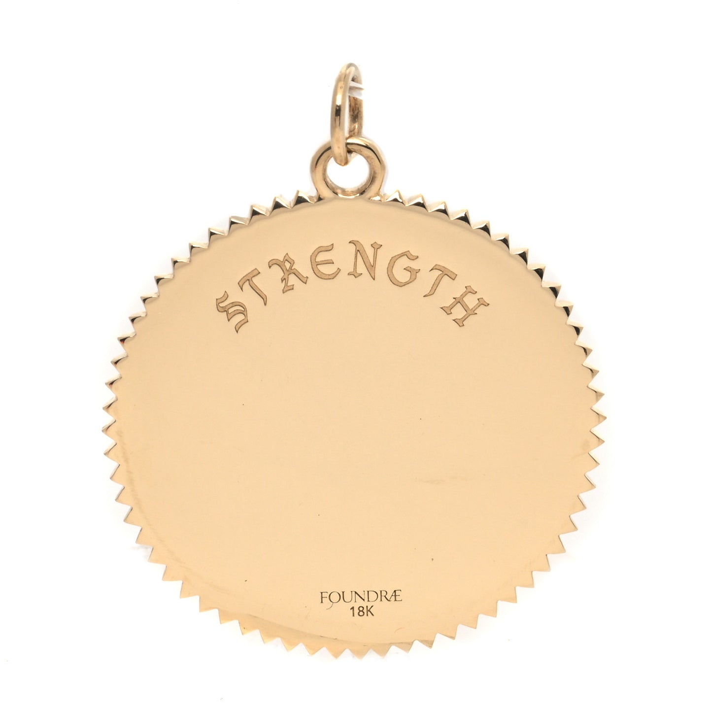 18K Yellow Gold Diamond Large Strength Medallion Pendant