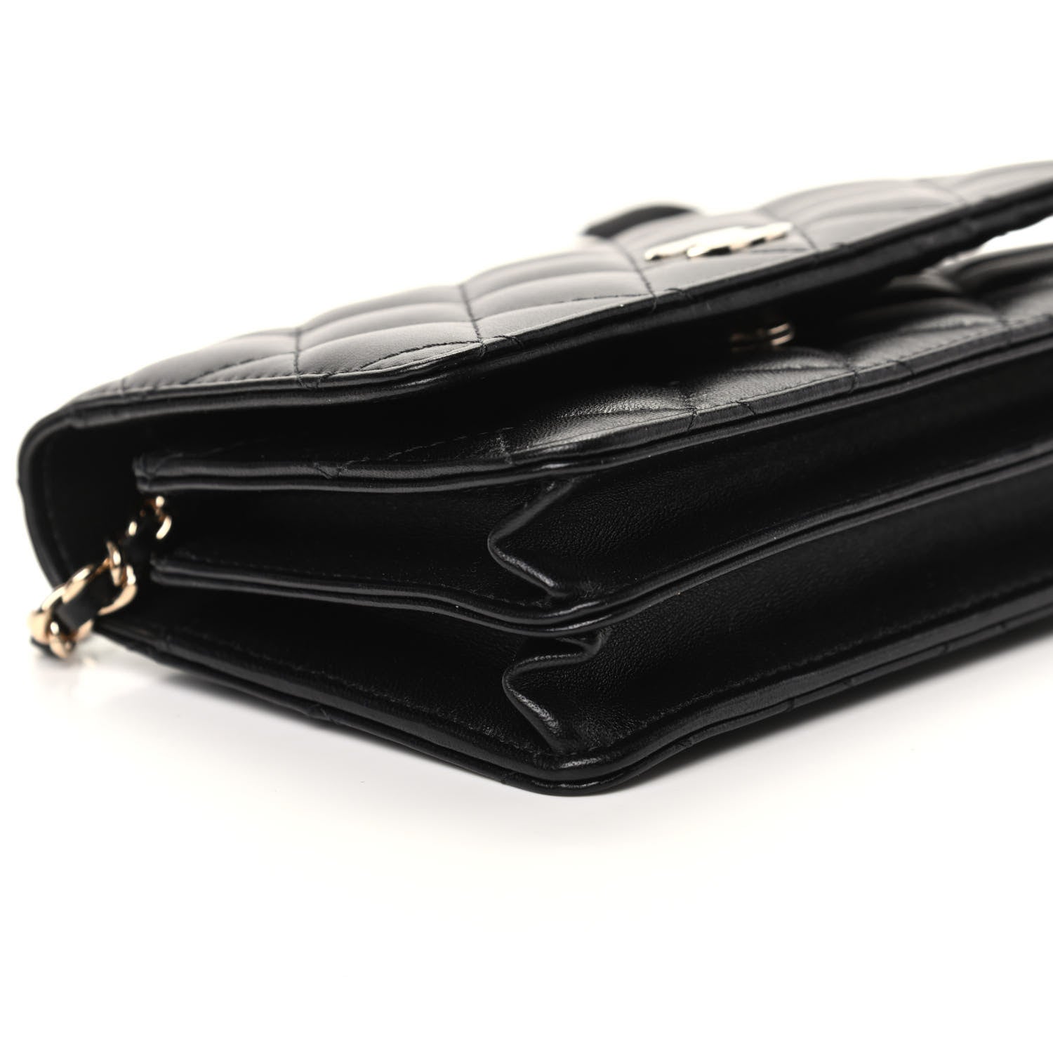 Chanel Lambskin Quilted Mini Camellia Bow Wallet On Chain WOC Black 7 of 9
