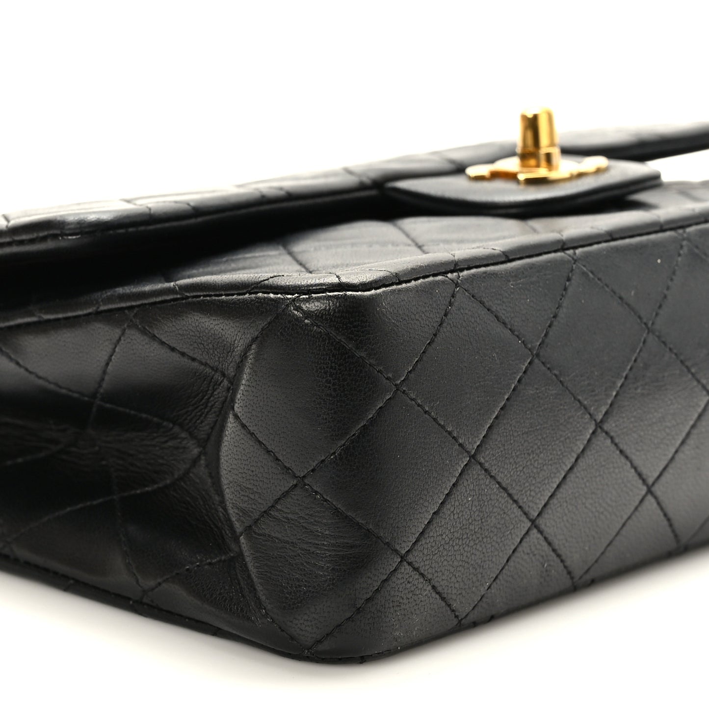 Lambskin Quilted Medium Double Flap Black