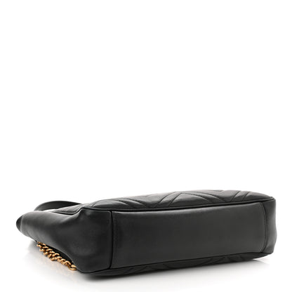 Gucci Calfskin Matelasse Medium GG Marmont Open Top Shoulder Bag Black 3 of 10