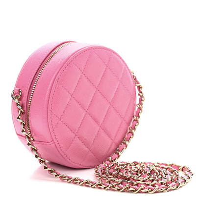 Chanel Caviar Quilted Gripoix CC Round Clutch With Chain Pink 3 of 9