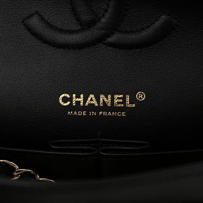 Chanel Lambskin Quilted Medium Double Flap Black White 5 of 10