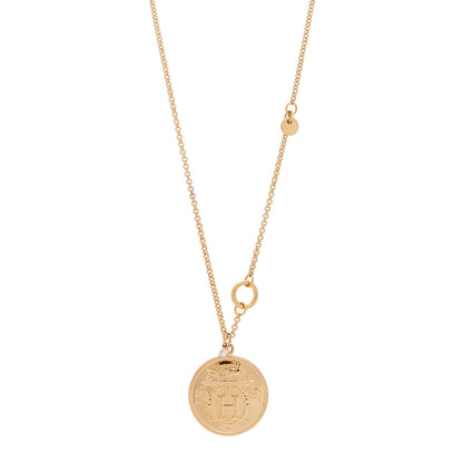 Hermes 18K Rose Gold Diamond MM Ex-Libris Pendant Necklace 1 of 5