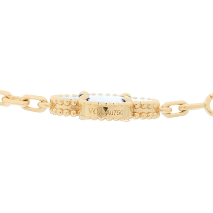 Van Cleef & Arpels 18K Yellow Gold Blue Agate 10 Motifs Vintage Alhambra Necklace 5 of 7