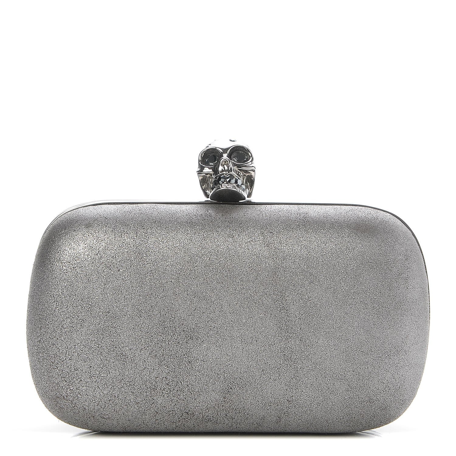 Alexander McQueen Metallic Suede Skull Box Clutch 1 of 6
