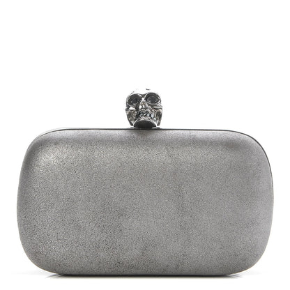 Alexander McQueen Metallic Suede Skull Box Clutch 1 of 6