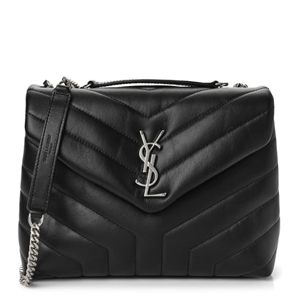 Saint Laurent Calfskin Y Quilted Monogram Small Loulou Chain Satchel Black 1 of 8