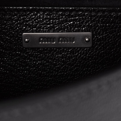 Miu Miu Goatskin Madras Soft Calf Crystal Embellished Shoulder Bag Nero Black 6 of 6