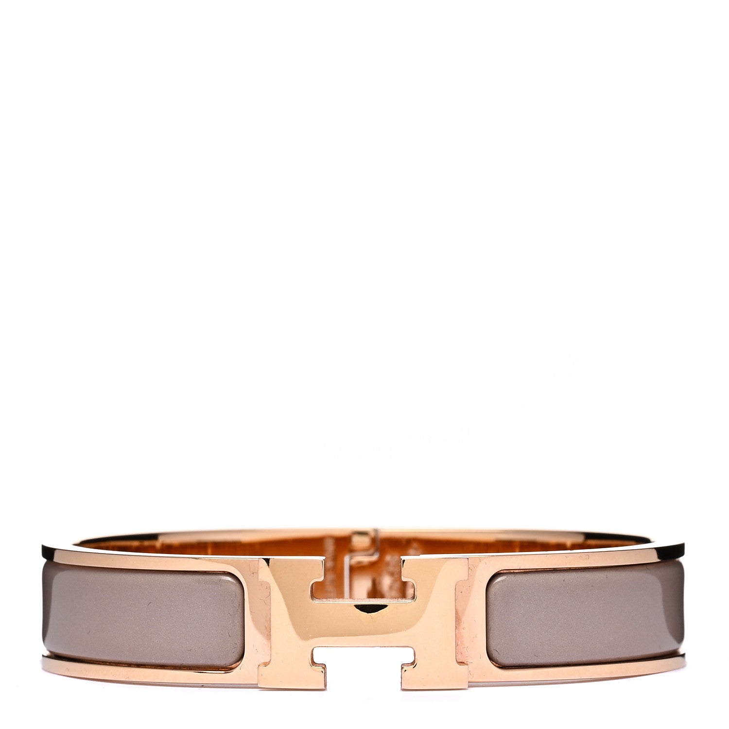 Hermes Enamel Narrow Clic Clac H Bracelet PM Marron Glace 1 of 3