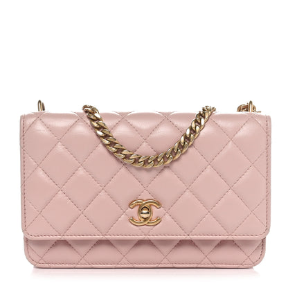 Chanel Lambskin Quilted CC Camellia Crush Wallet on Chain WOC Pink 1 of 12