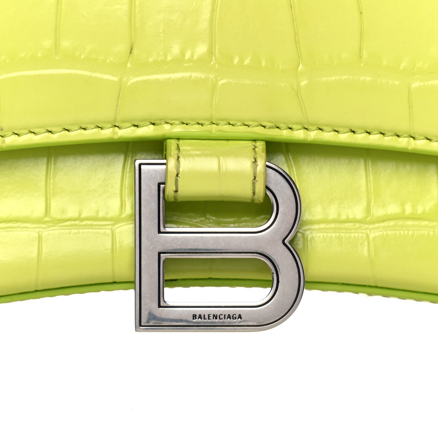 Shiny Calfskin Crocodile Embossed Small Hourglass Sling Shoulder Bag Lime