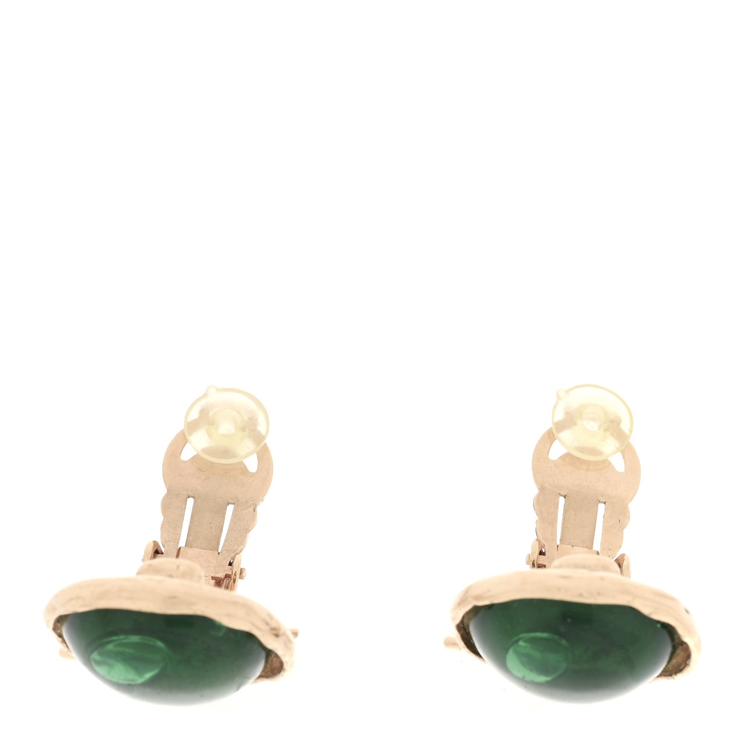 Chanel Gripoix Poured Glass CC Drop Clip On Earrings Green 3 of 5