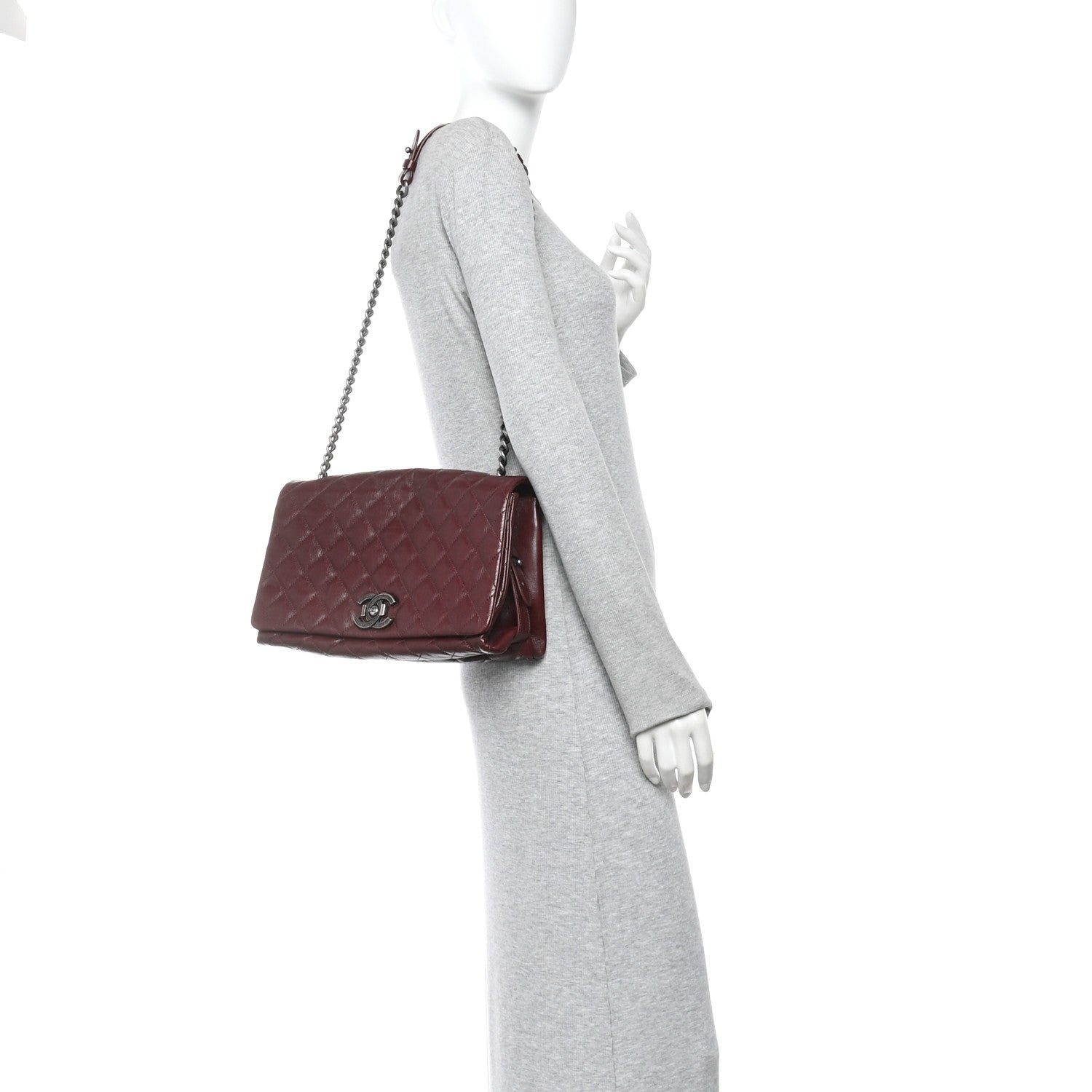 Chanel Goatskin Quilted Large City Rock Flap Burgundy 2 of 10