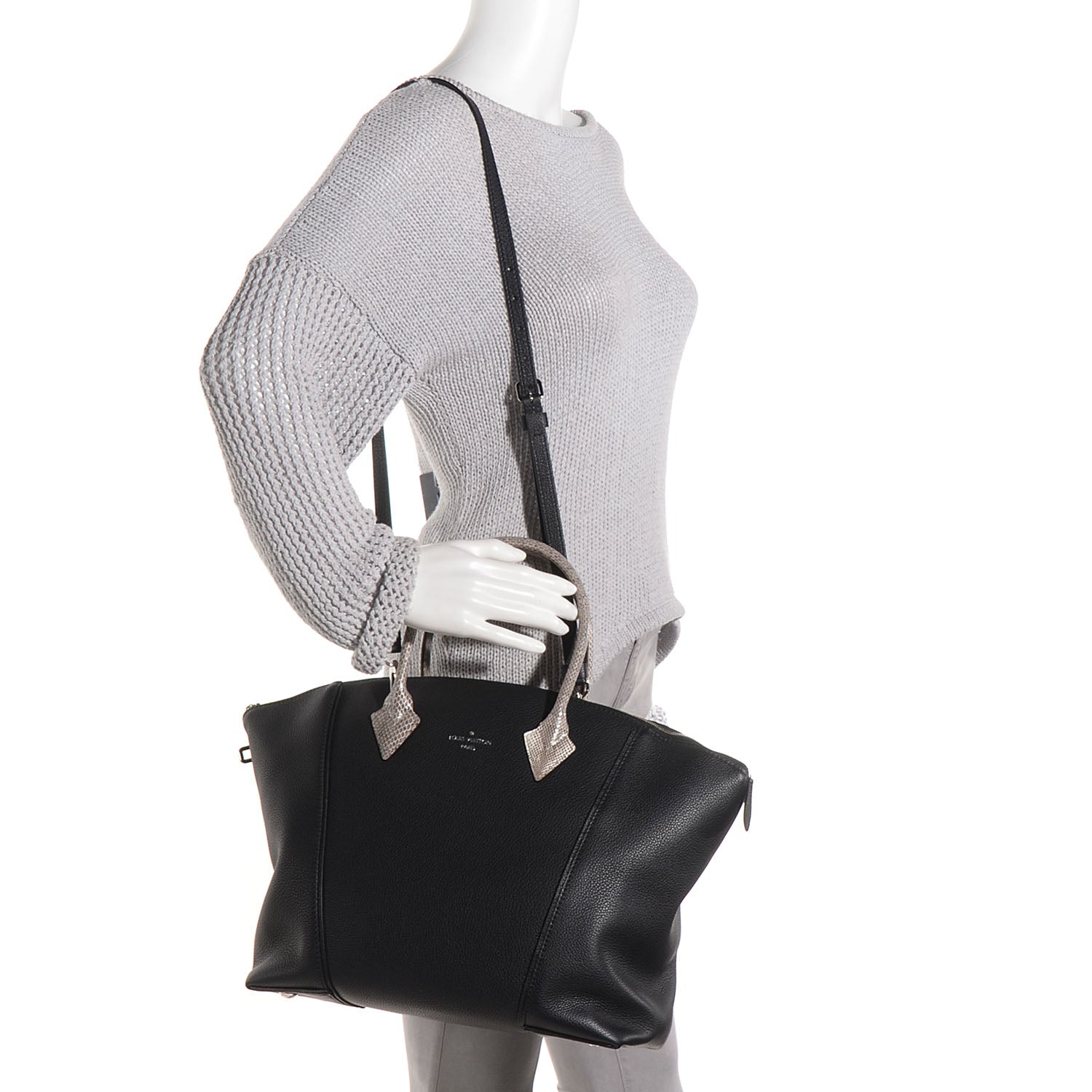 Louis Vuitton Veau Cachemire Watersnake Soft Lockit MM Black 2 of 10