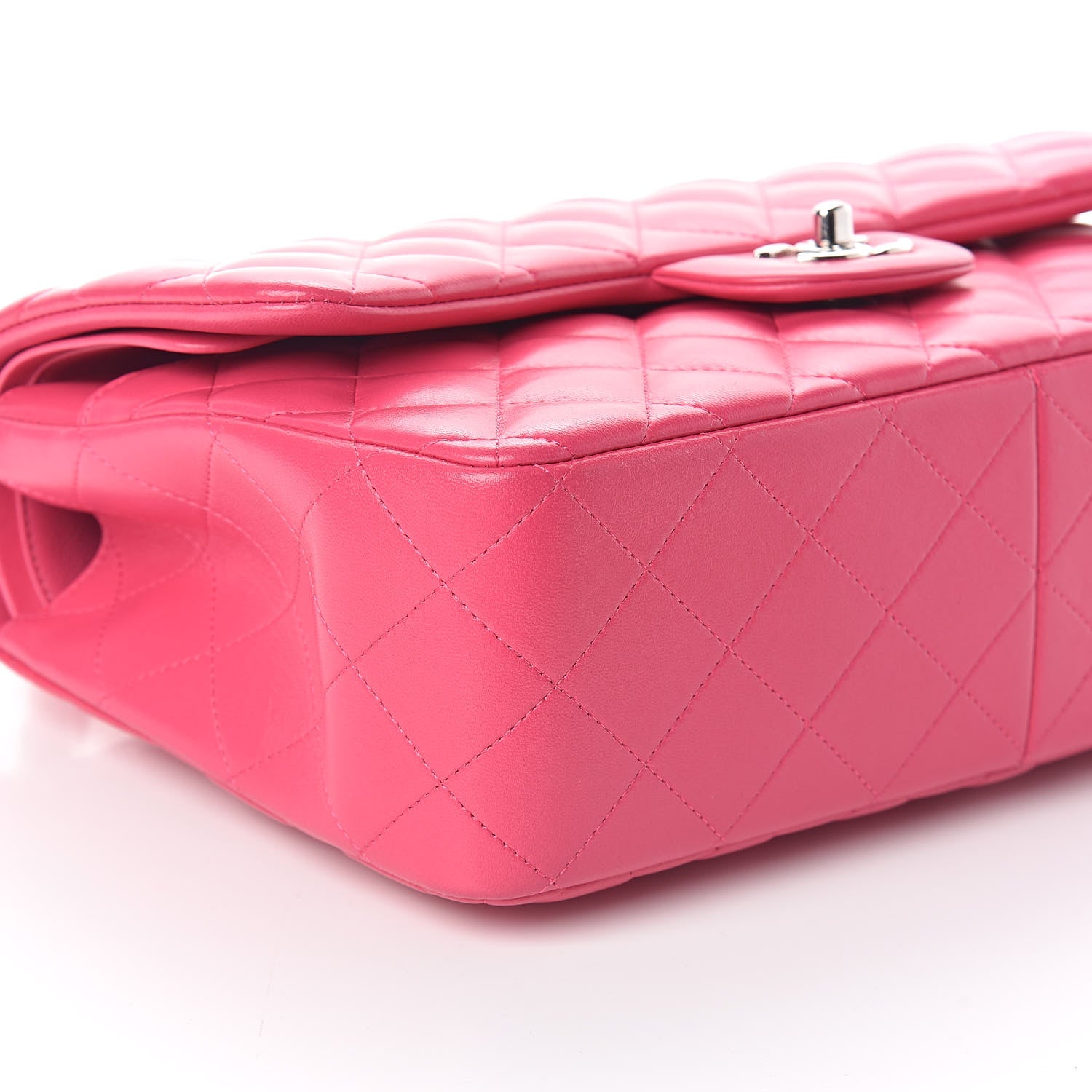 Chanel Lambskin Quilted Jumbo Double Flap Dark Pink 11 of 15
