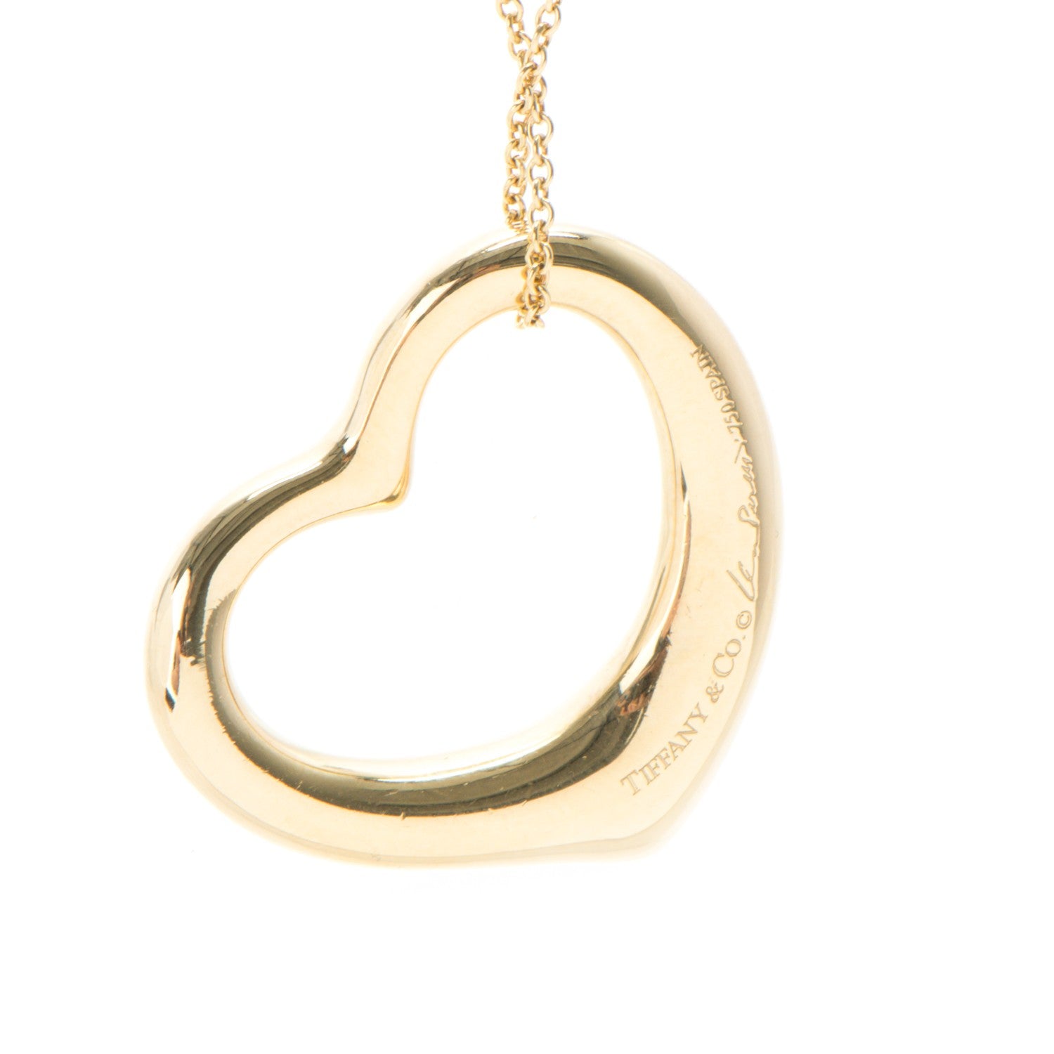 Tiffany 18K Yellow Gold Elsa Peretti Medium Open Heart Pendant Necklace 4 of 7