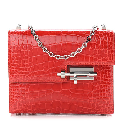 Hermes Shiny Alligator Mini Verrou Chaine Bag Geranium 1 of 10